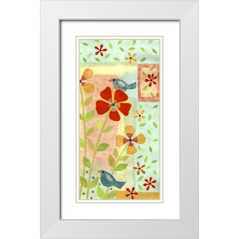 Little Birds II White Modern Wood Framed Art Print with Double Matting by Conway, Kim