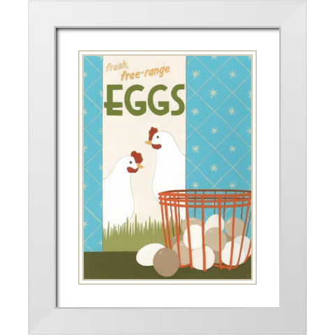Free-Range Eggs White Modern Wood Framed Art Print with Double Matting by Vess, June Erica