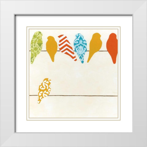 Patterned Perch II White Modern Wood Framed Art Print with Double Matting by Vess, June Erica