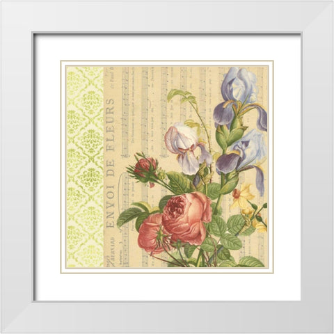 English Garden Bouquet I White Modern Wood Framed Art Print with Double Matting by Vision Studio