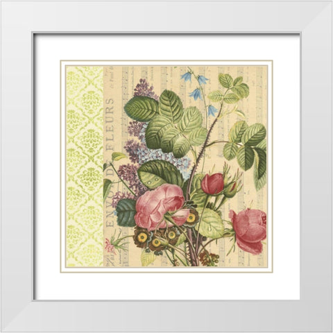 English Garden Bouquet III White Modern Wood Framed Art Print with Double Matting by Vision Studio