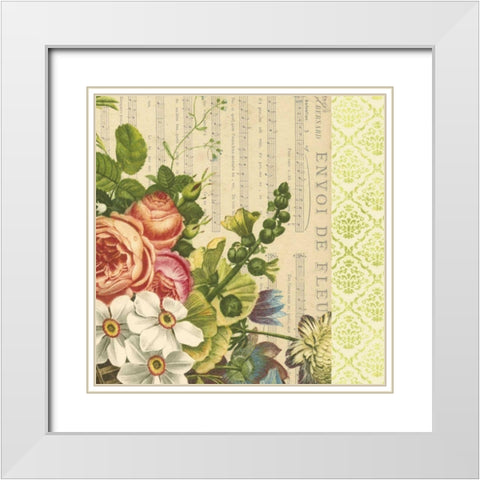 English Garden Bouquet IV White Modern Wood Framed Art Print with Double Matting by Vision Studio