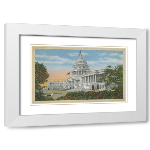 Capitol Building, Washington, D.C. White Modern Wood Framed Art Print with Double Matting by Unknown