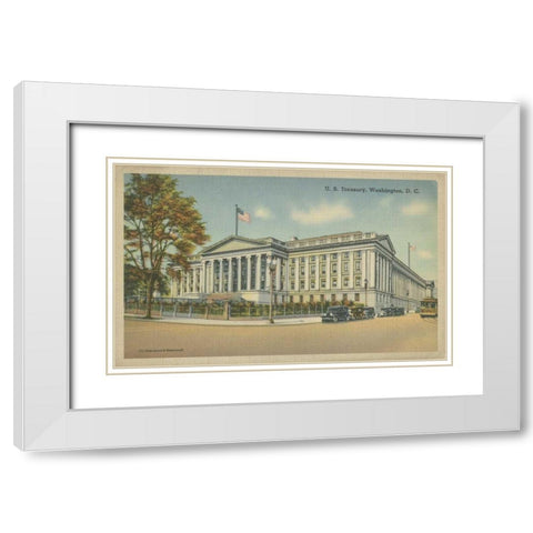 Treasury Building, Washington, D.C. White Modern Wood Framed Art Print with Double Matting by Unknown