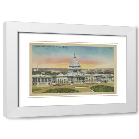 Capitol Panoramic, Washington, D.C. White Modern Wood Framed Art Print with Double Matting by Unknown