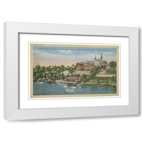Georgetown from the Potomac River White Modern Wood Framed Art Print with Double Matting by Unknown
