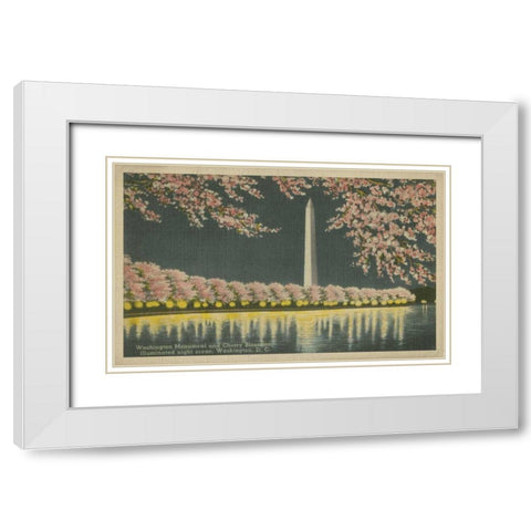 Washington Monument at Night White Modern Wood Framed Art Print with Double Matting by Unknown