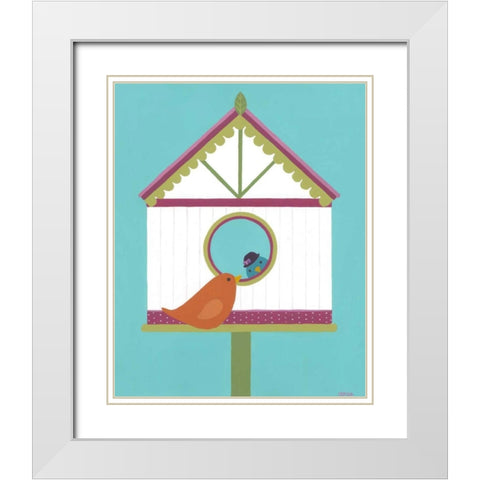 Home Tweet Home II White Modern Wood Framed Art Print with Double Matting by Vess, June Erica