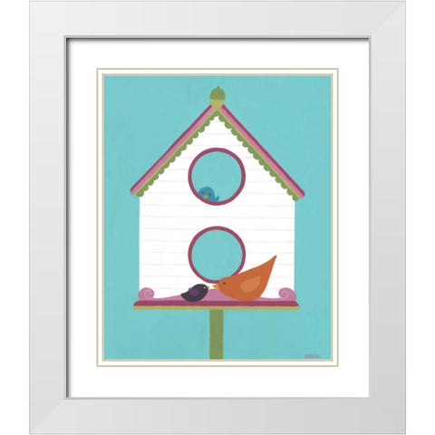 Home Tweet Home III White Modern Wood Framed Art Print with Double Matting by Vess, June Erica