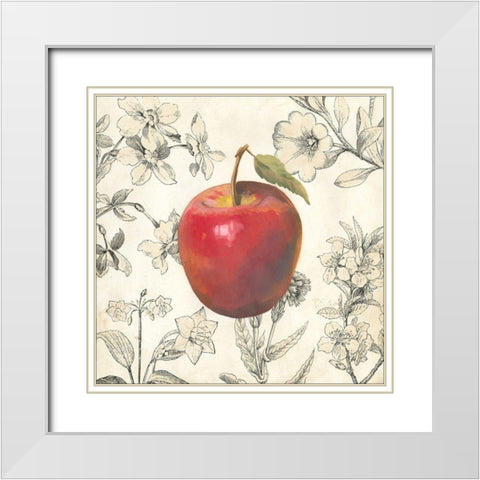 Apple and Botanicals White Modern Wood Framed Art Print with Double Matting by Meagher, Megan