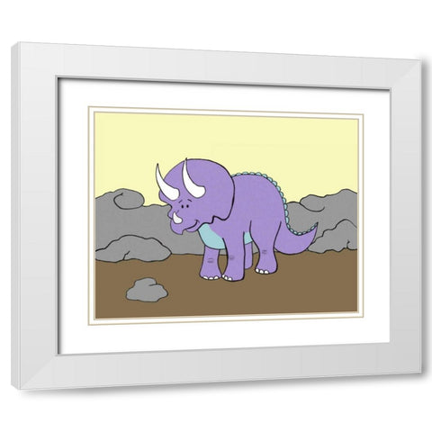 Prehistoric Playtime II White Modern Wood Framed Art Print with Double Matting by Ilosky, Pam