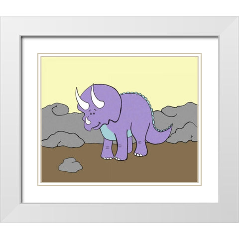 Prehistoric Playtime II White Modern Wood Framed Art Print with Double Matting by Ilosky, Pam