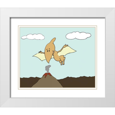 Prehistoric Playtime III White Modern Wood Framed Art Print with Double Matting by Ilosky, Pam