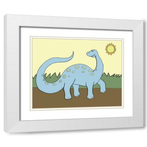 Prehistoric Playtime IV White Modern Wood Framed Art Print with Double Matting by Ilosky, Pam