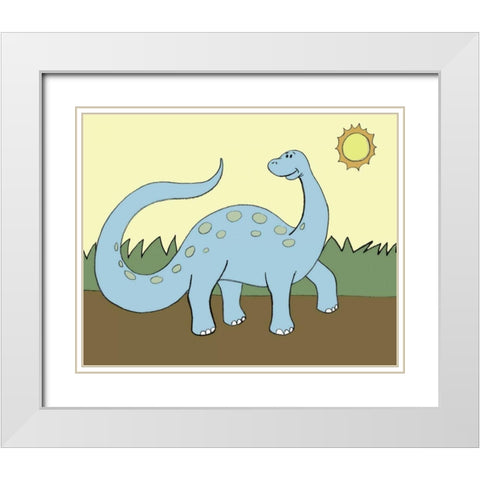 Prehistoric Playtime IV White Modern Wood Framed Art Print with Double Matting by Ilosky, Pam