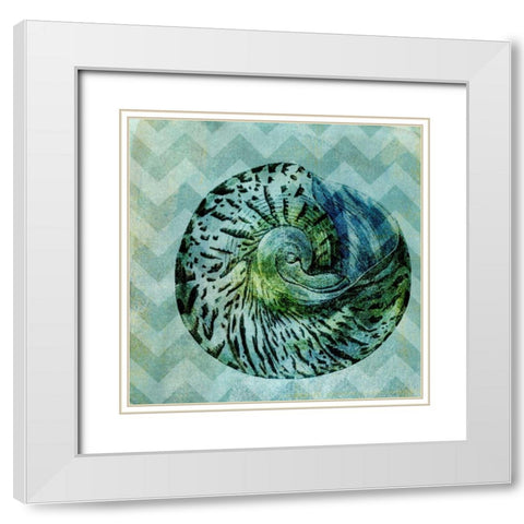 Chevron Shell II White Modern Wood Framed Art Print with Double Matting by Vision Studio