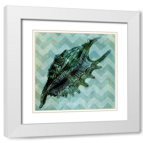 Chevron Shell VII White Modern Wood Framed Art Print with Double Matting by Vision Studio