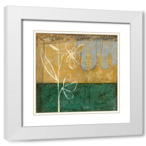 Small Pressed Wildflowers I White Modern Wood Framed Art Print with Double Matting by Goldberger, Jennifer