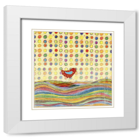 Feathers, Dots and Stripes VII White Modern Wood Framed Art Print with Double Matting by Blixt, Ingrid