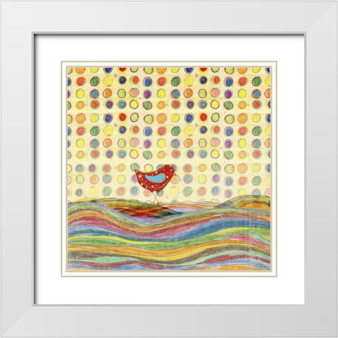 Feathers, Dots and Stripes VII White Modern Wood Framed Art Print with Double Matting by Blixt, Ingrid