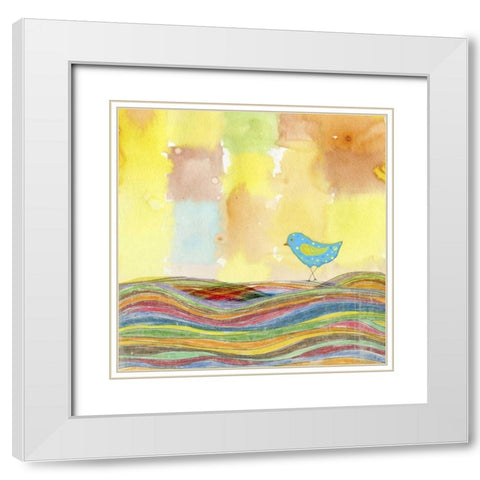 Feathers, Dots and Stripes IX White Modern Wood Framed Art Print with Double Matting by Blixt, Ingrid