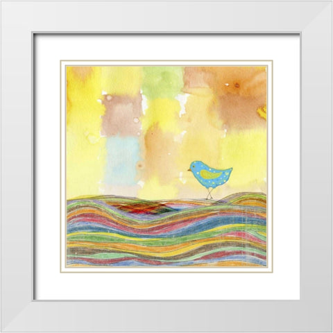 Feathers, Dots and Stripes IX White Modern Wood Framed Art Print with Double Matting by Blixt, Ingrid