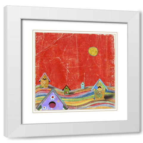 Feathers, Dots and Stripes X White Modern Wood Framed Art Print with Double Matting by Blixt, Ingrid