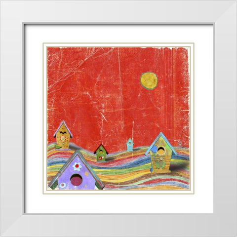 Feathers, Dots and Stripes X White Modern Wood Framed Art Print with Double Matting by Blixt, Ingrid