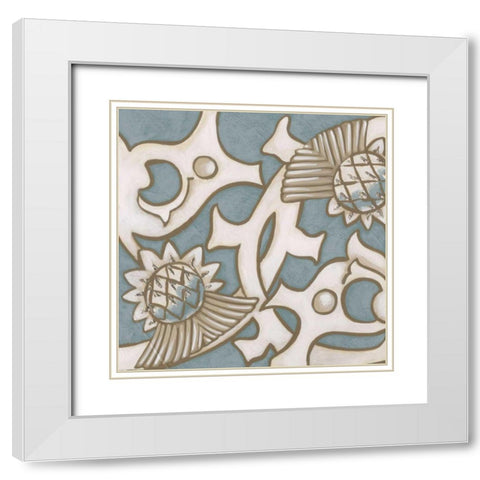 Ornamental Leaf I White Modern Wood Framed Art Print with Double Matting by Vision Studio
