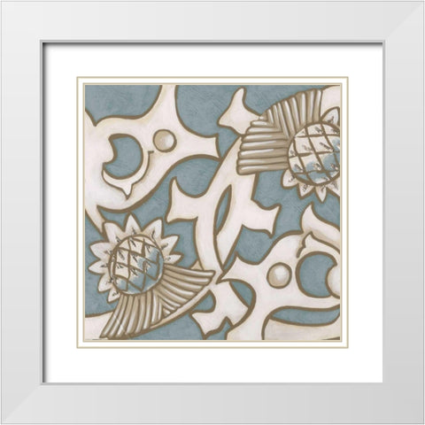 Ornamental Leaf I White Modern Wood Framed Art Print with Double Matting by Vision Studio