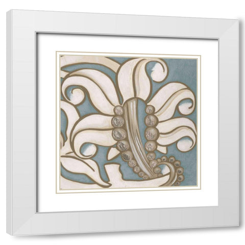 Ornamental Leaf IV White Modern Wood Framed Art Print with Double Matting by Vision Studio