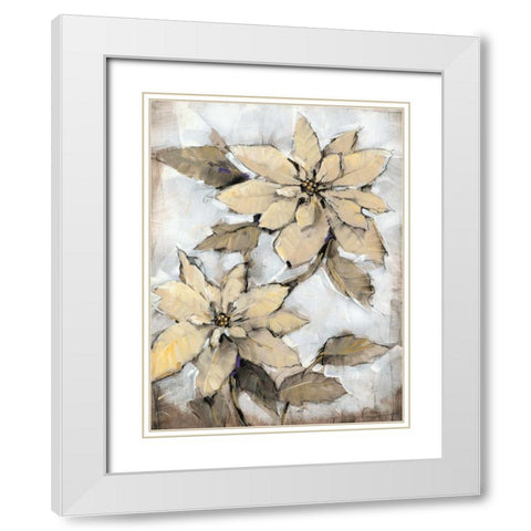 Poinsettia Study I White Modern Wood Framed Art Print with Double Matting by OToole, Tim