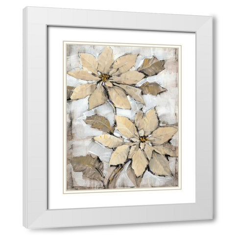 Poinsettia Study II White Modern Wood Framed Art Print with Double Matting by OToole, Tim