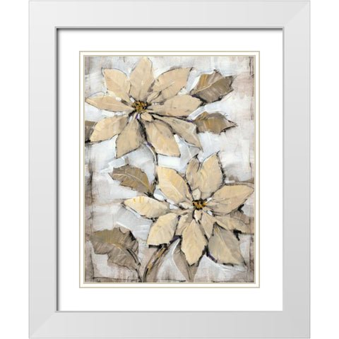 Poinsettia Study II White Modern Wood Framed Art Print with Double Matting by OToole, Tim