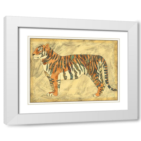 Royal Tiger White Modern Wood Framed Art Print with Double Matting by Zarris, Chariklia
