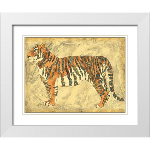 Royal Tiger White Modern Wood Framed Art Print with Double Matting by Zarris, Chariklia