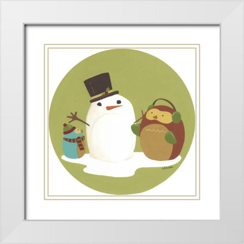 Happy Owlidays I White Modern Wood Framed Art Print with Double Matting by Vess, June Erica