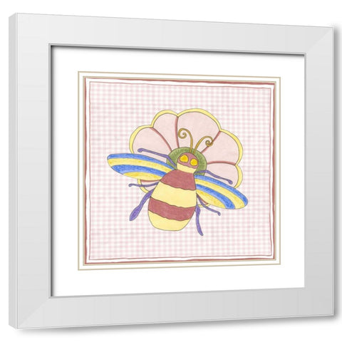 Silhouette on Pink Gingham I White Modern Wood Framed Art Print with Double Matting by Slocum, Nancy