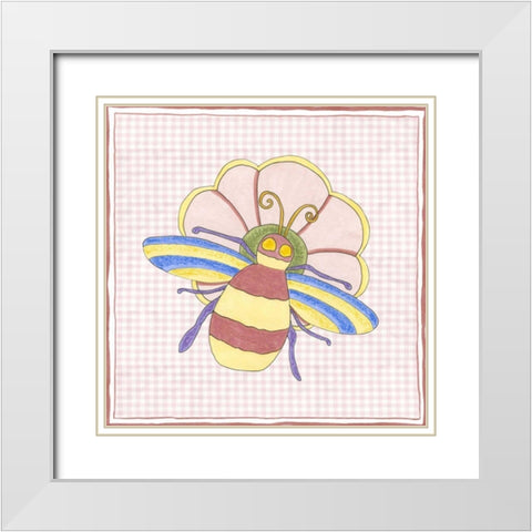 Silhouette on Pink Gingham I White Modern Wood Framed Art Print with Double Matting by Slocum, Nancy