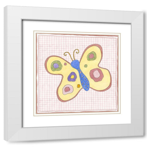 Silhouette on Pink Gingham II White Modern Wood Framed Art Print with Double Matting by Slocum, Nancy