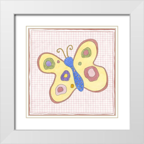 Silhouette on Pink Gingham II White Modern Wood Framed Art Print with Double Matting by Slocum, Nancy