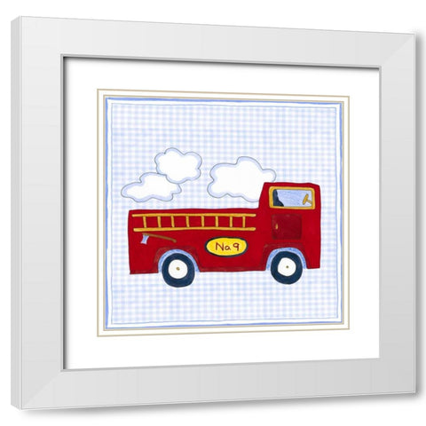 Silhouette on Blue Gingham I White Modern Wood Framed Art Print with Double Matting by Slocum, Nancy