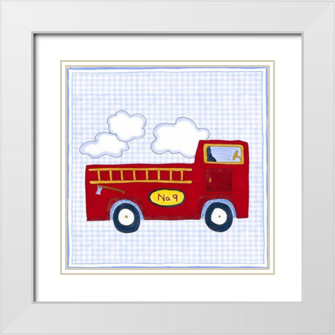 Silhouette on Blue Gingham I White Modern Wood Framed Art Print with Double Matting by Slocum, Nancy