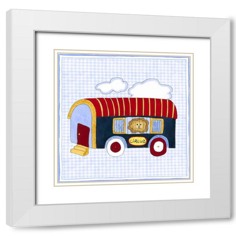 Silhouette on Blue Gingham II White Modern Wood Framed Art Print with Double Matting by Slocum, Nancy