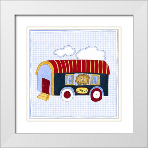 Silhouette on Blue Gingham II White Modern Wood Framed Art Print with Double Matting by Slocum, Nancy