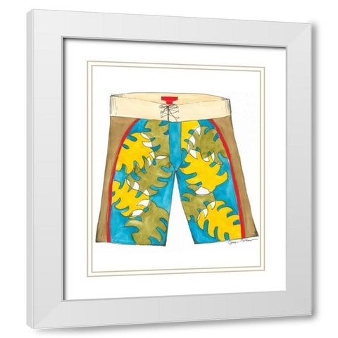 Surf Shorts I White Modern Wood Framed Art Print with Double Matting by Unknown