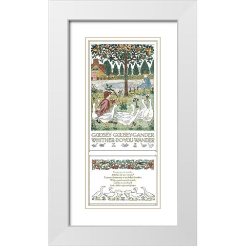 Goosey, Goosey Gander White Modern Wood Framed Art Print with Double Matting by Bedford, Francis D.