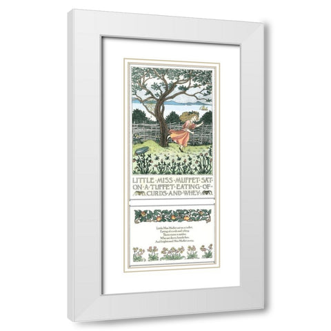 Little Miss Muffet White Modern Wood Framed Art Print with Double Matting by Bedford, Francis D.