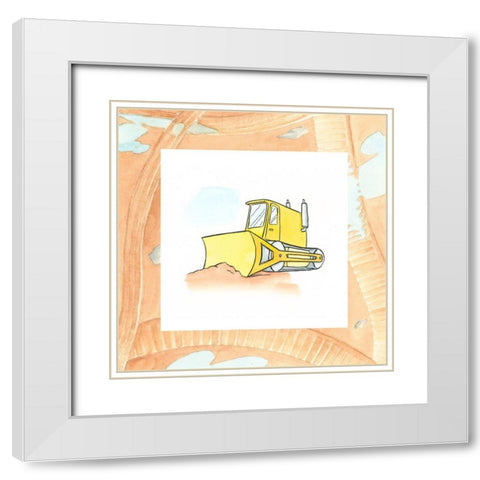Charlies Bulldozer White Modern Wood Framed Art Print with Double Matting by Swinford, Charles