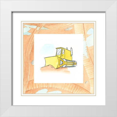 Charlies Bulldozer White Modern Wood Framed Art Print with Double Matting by Swinford, Charles